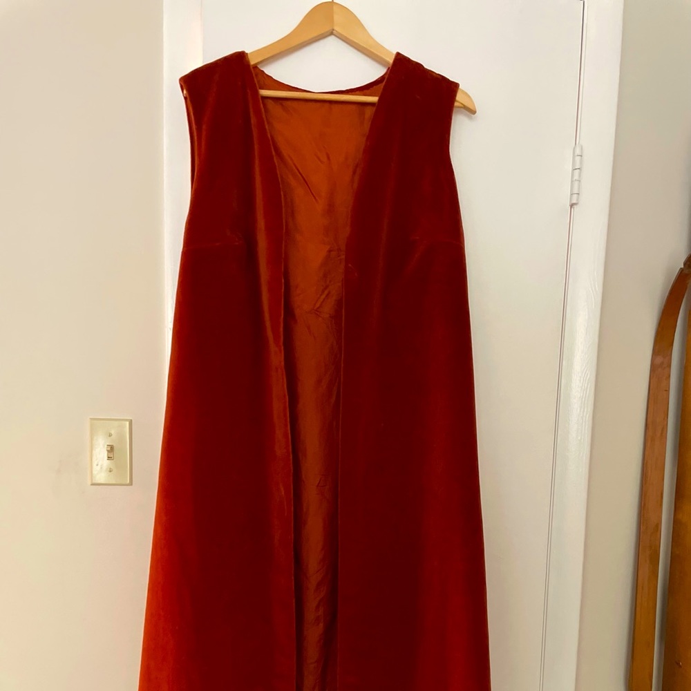 Rust velvet and silk duster